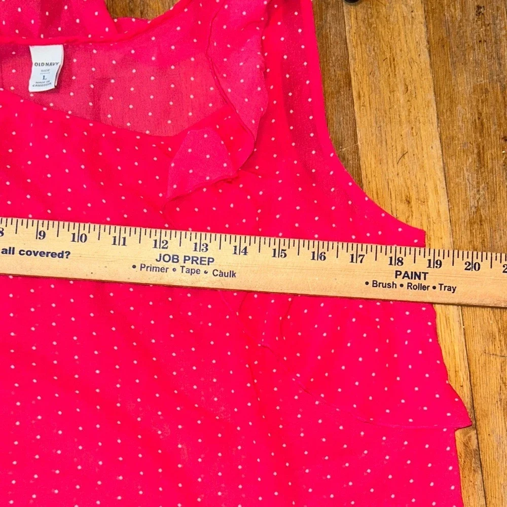 Old Navy Red Sleeveless Polka Dot Tank Top Sheer‎ Size L